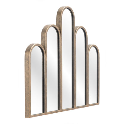 HomeRoots Antiqued Gold Deco Shape Mirror