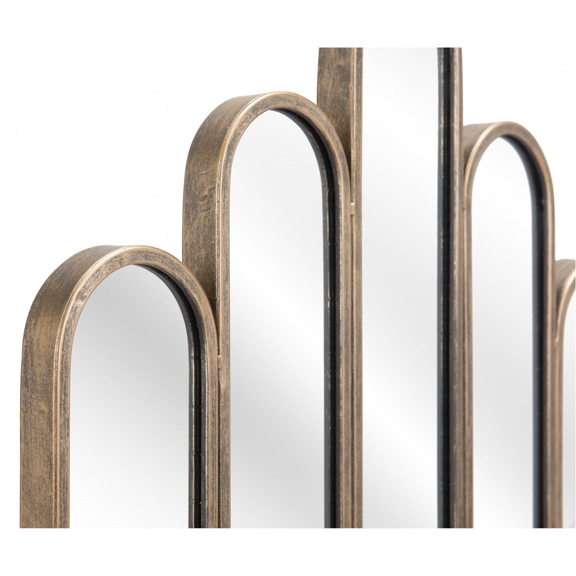 HomeRoots Antiqued Gold Deco Shape Mirror