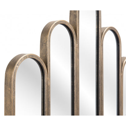 HomeRoots Antiqued Gold Deco Shape Mirror