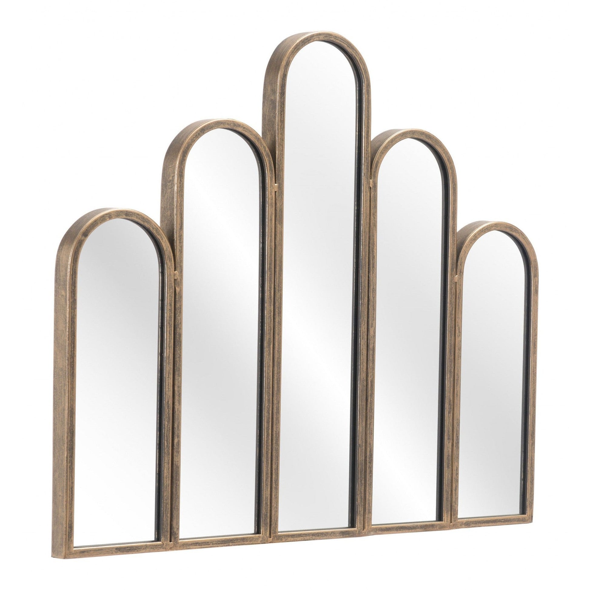 HomeRoots Antiqued Gold Deco Shape Mirror