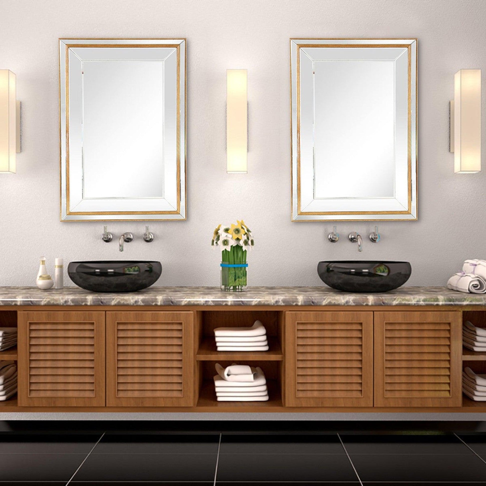 HomeRoots Antiqued Gold Finish Wall Mirror