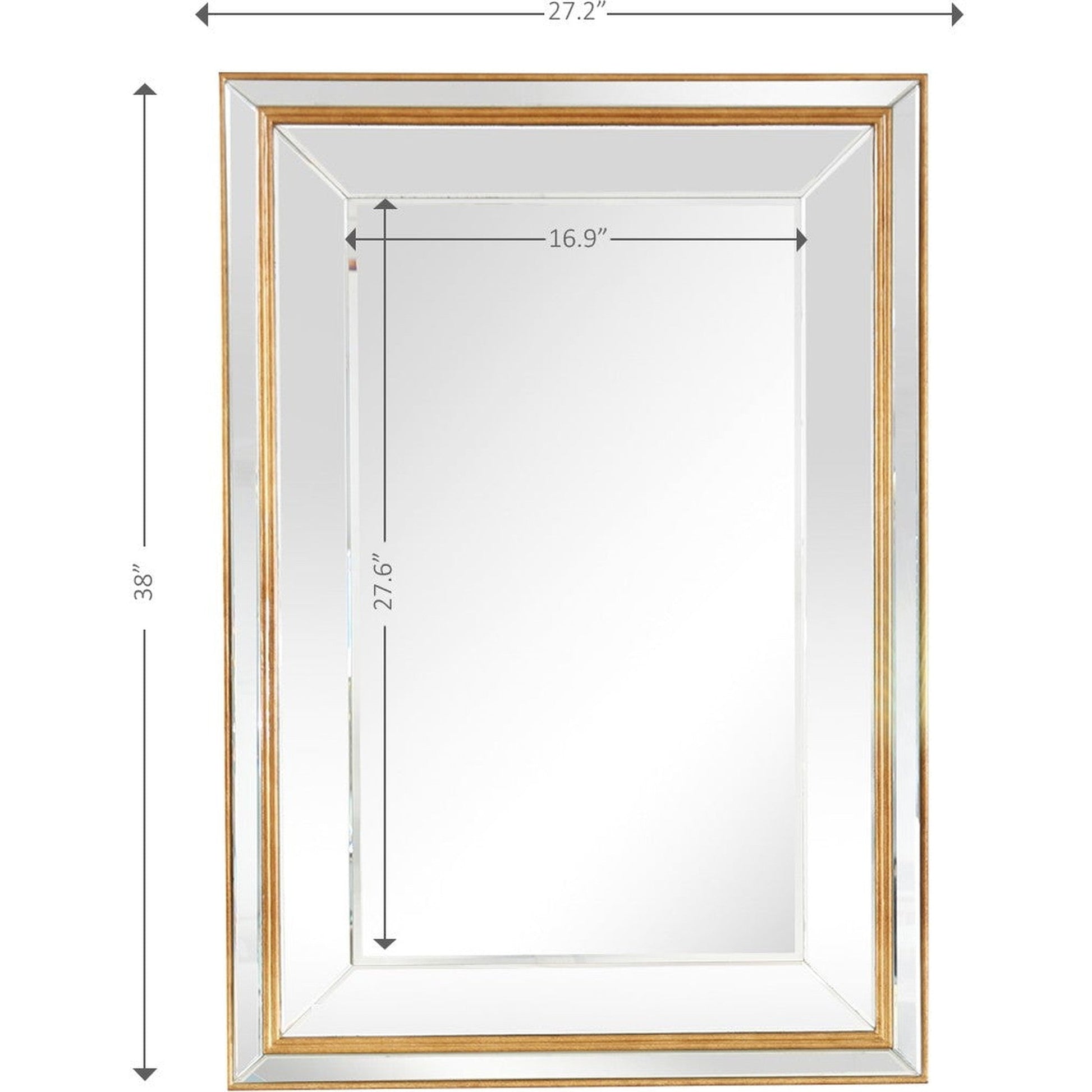 HomeRoots Antiqued Gold Finish Wall Mirror