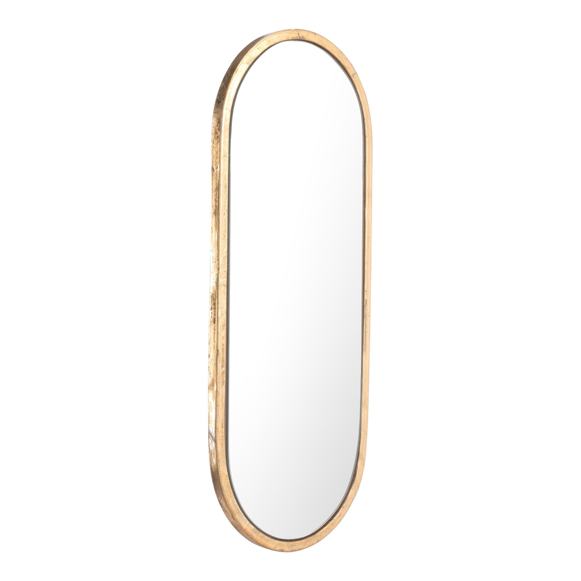 HomeRoots Antiqued Gold Oval Mirror