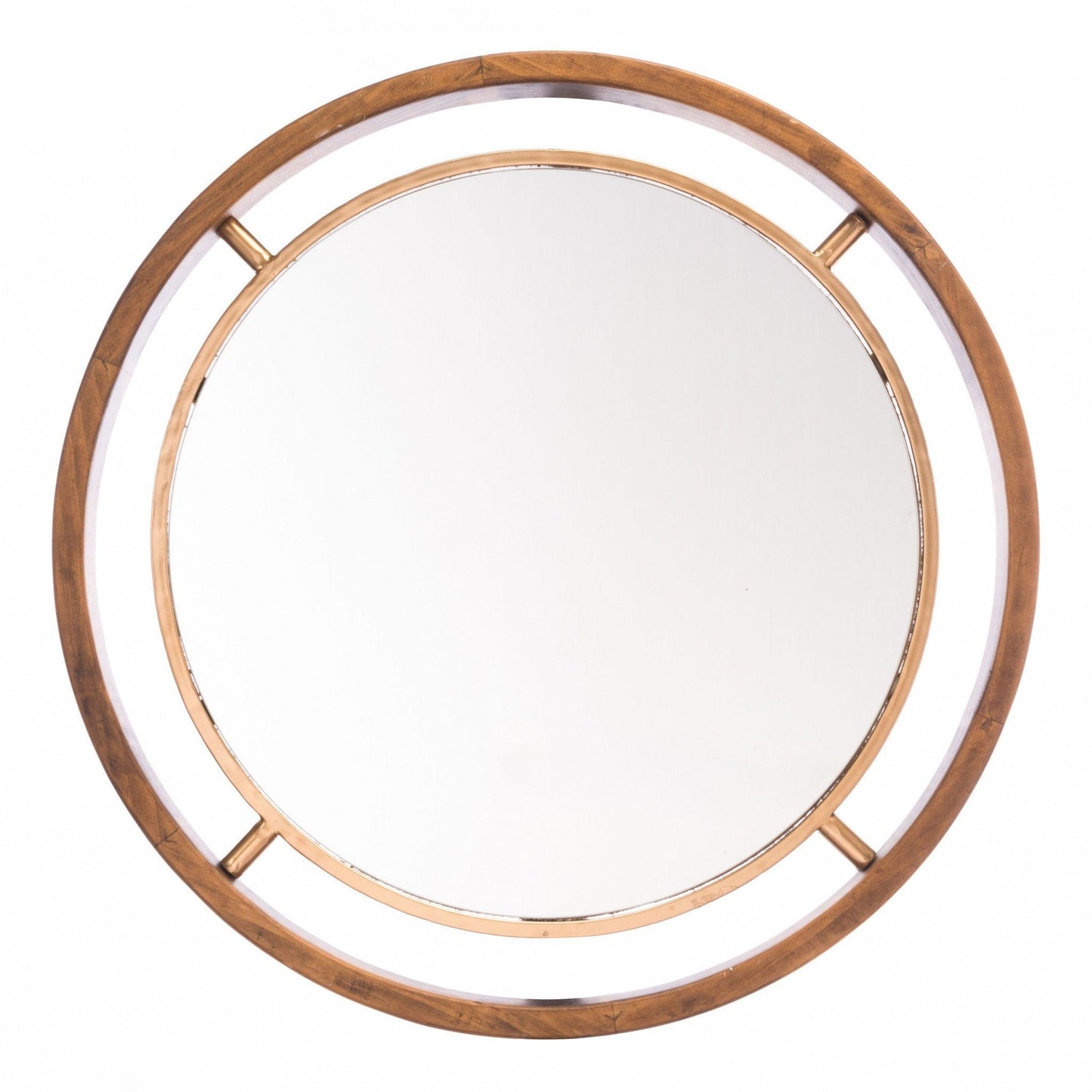 HomeRoots Antiqued Gold Round Wall Mirror
