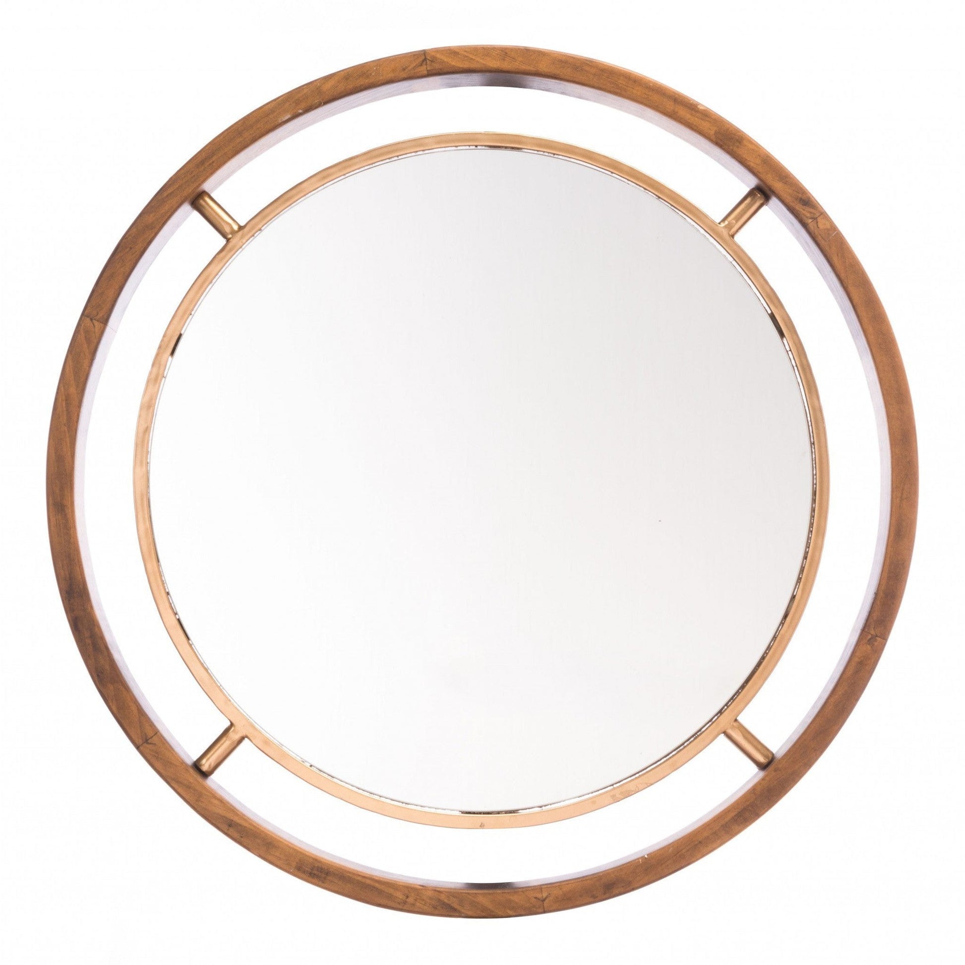 HomeRoots Antiqued Gold Round Wall Mirror