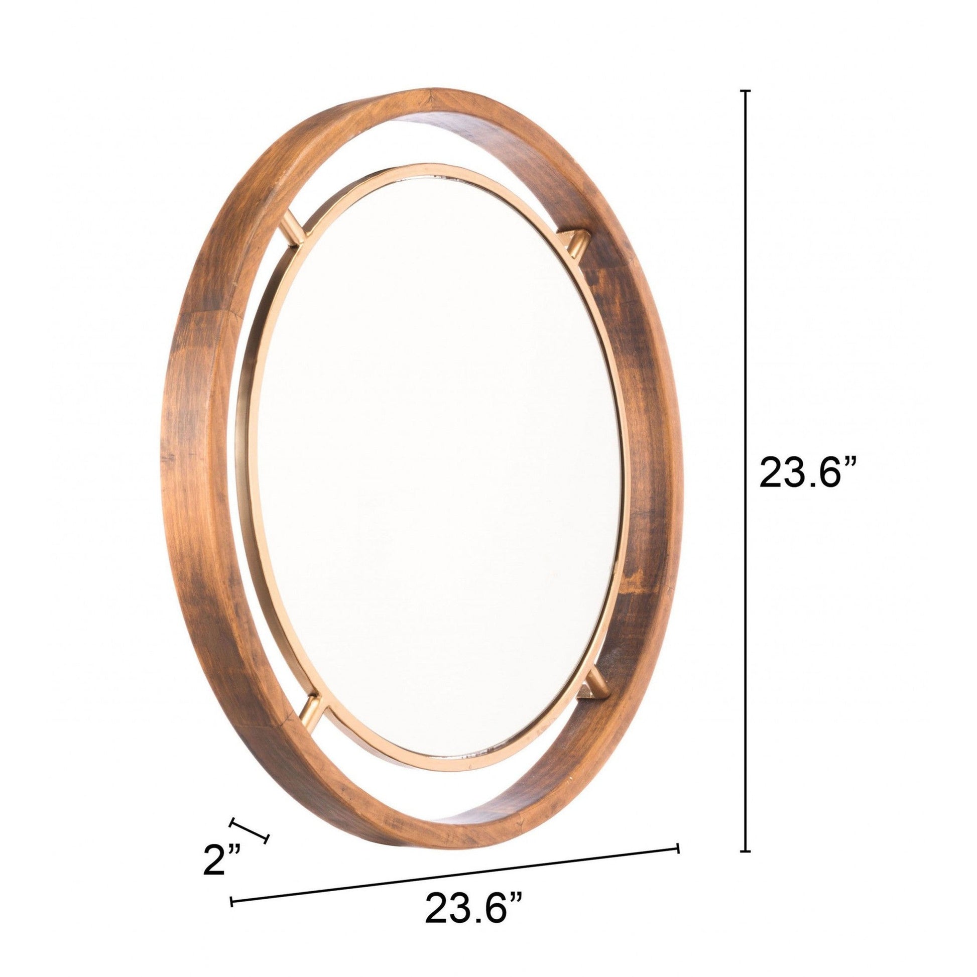 HomeRoots Antiqued Gold Round Wall Mirror