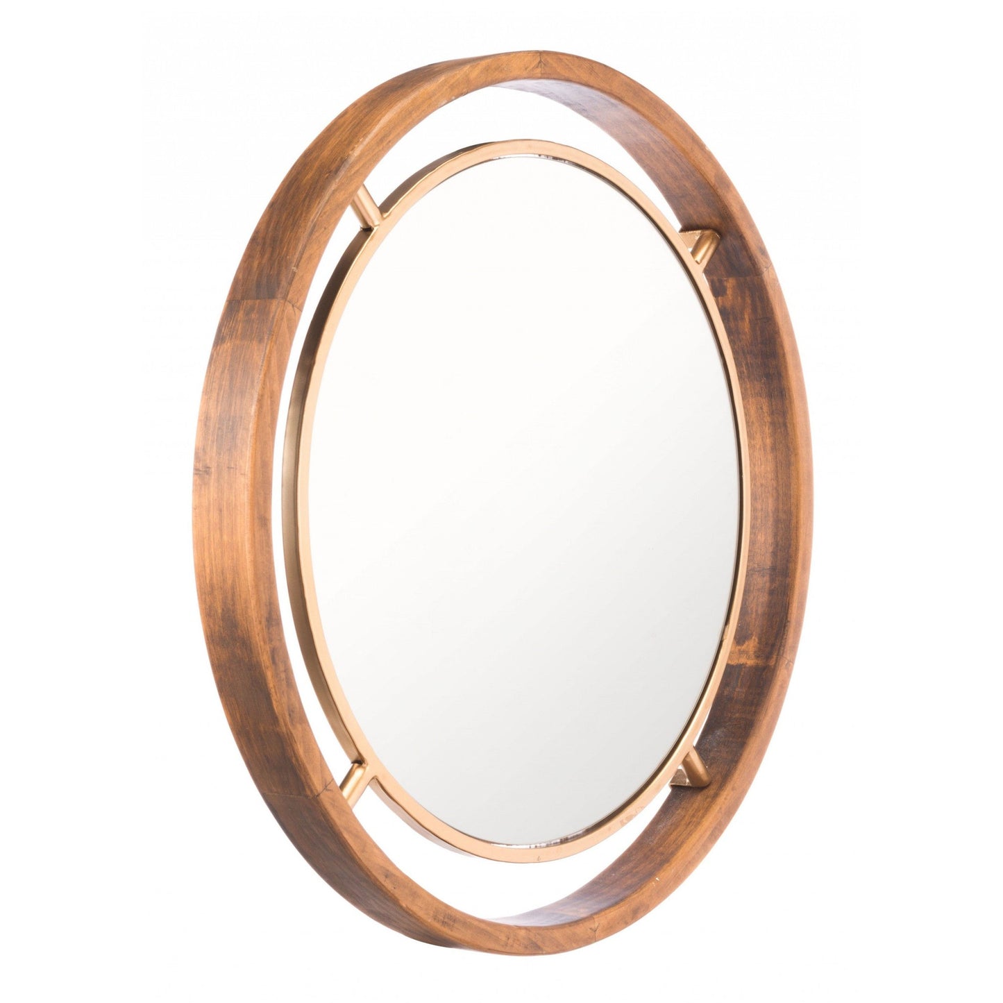 HomeRoots Antiqued Gold Round Wall Mirror