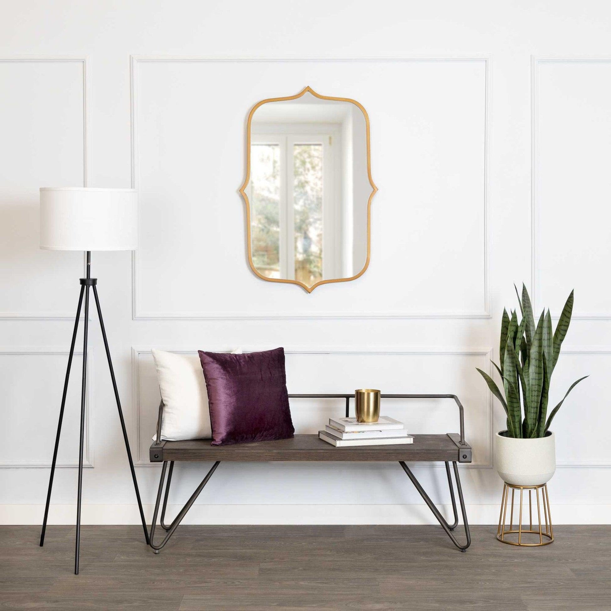 HomeRoots Antiqued Gold Scallop Framed Mirror