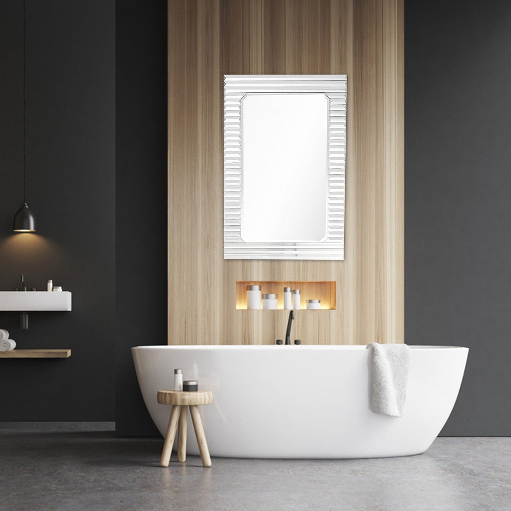 HomeRoots Antiqued Silver Finish Wall Mirror