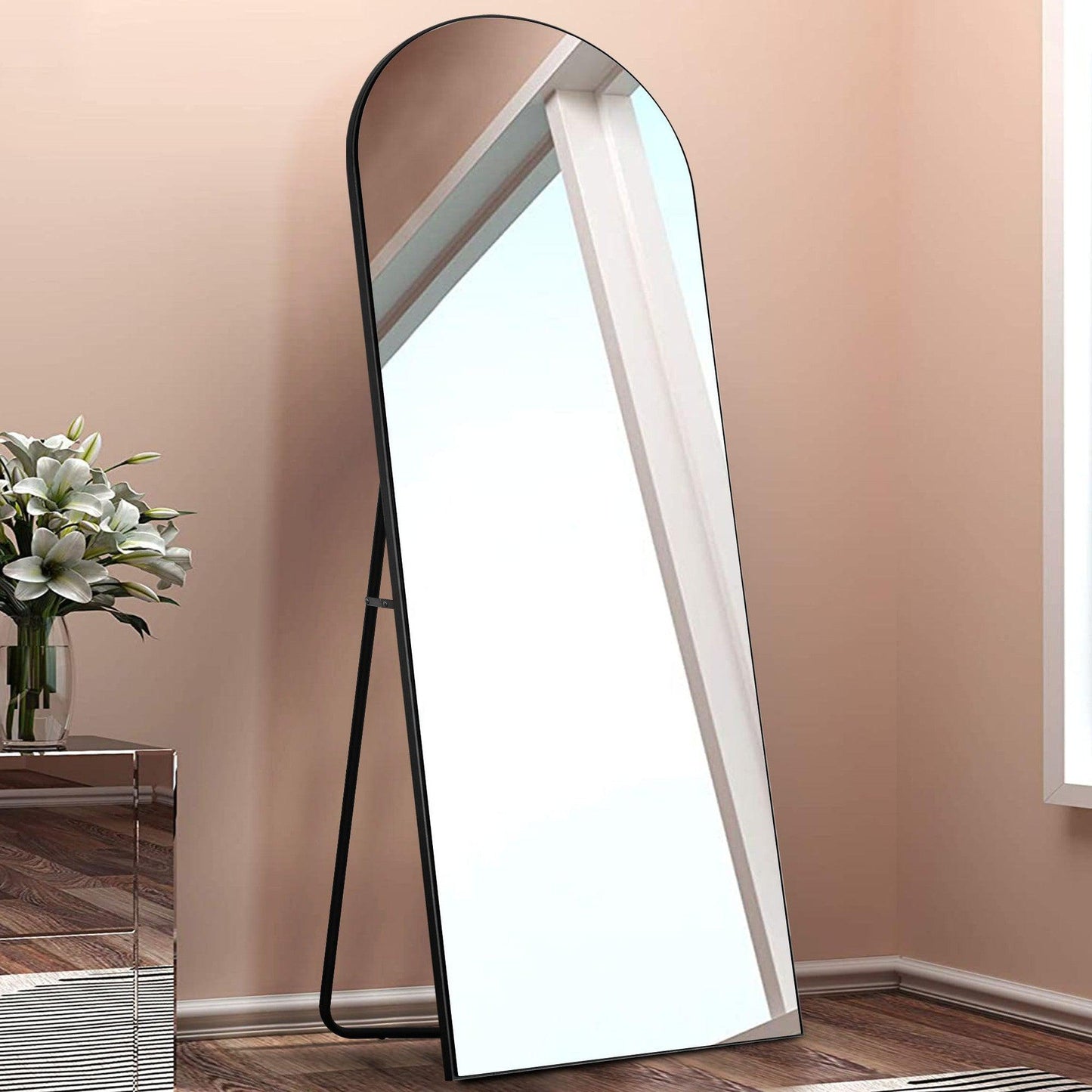 HomeRoots Arched Black Standing Mirror