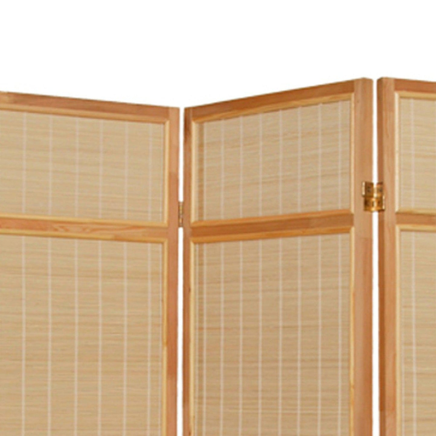 HomeRoots Bamboo Three Panel Room Divider Screen With Natural Brown Finish