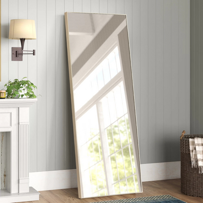 HomeRoots Beige Framed Wall Mirror with Stand