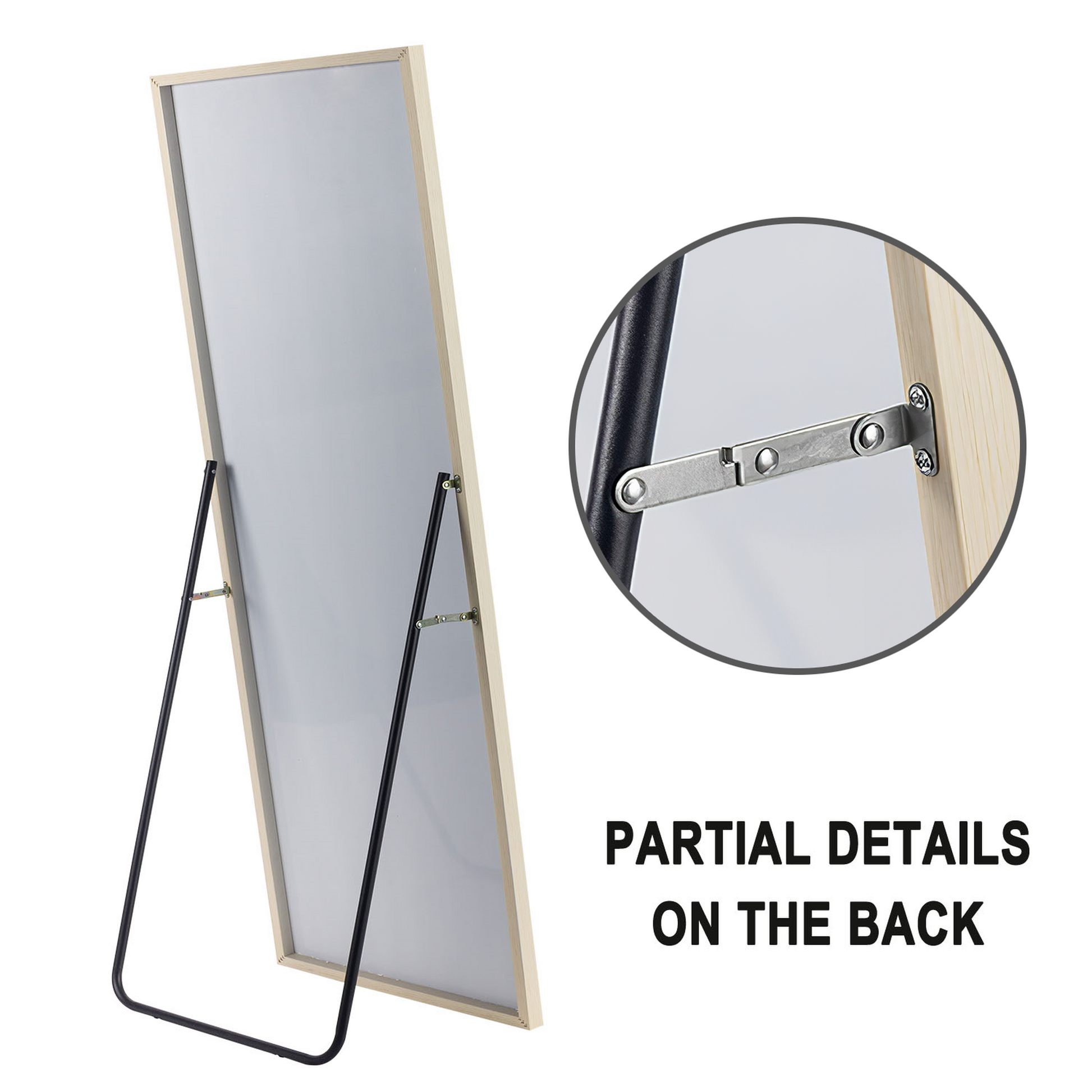 HomeRoots Beige Framed Wall Mirror with Stand