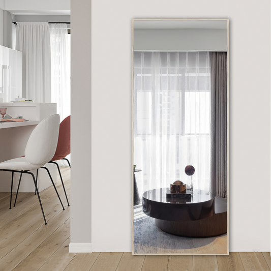 HomeRoots Beige Framed Wall Mirror with Stand