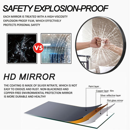 HomeRoots Black Aluminum Frame Round Mirror