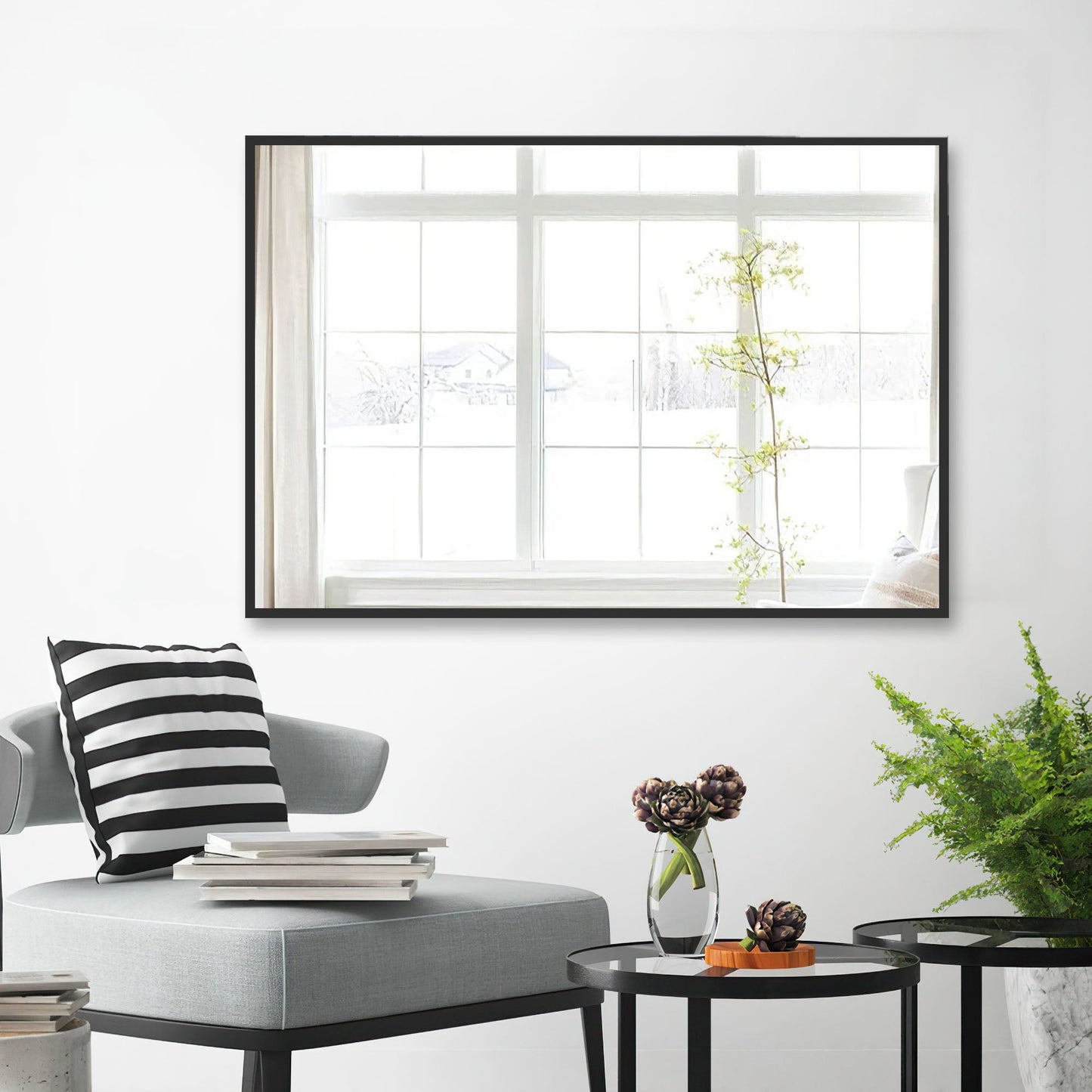 HomeRoots Black Aluminum Wall Mirror