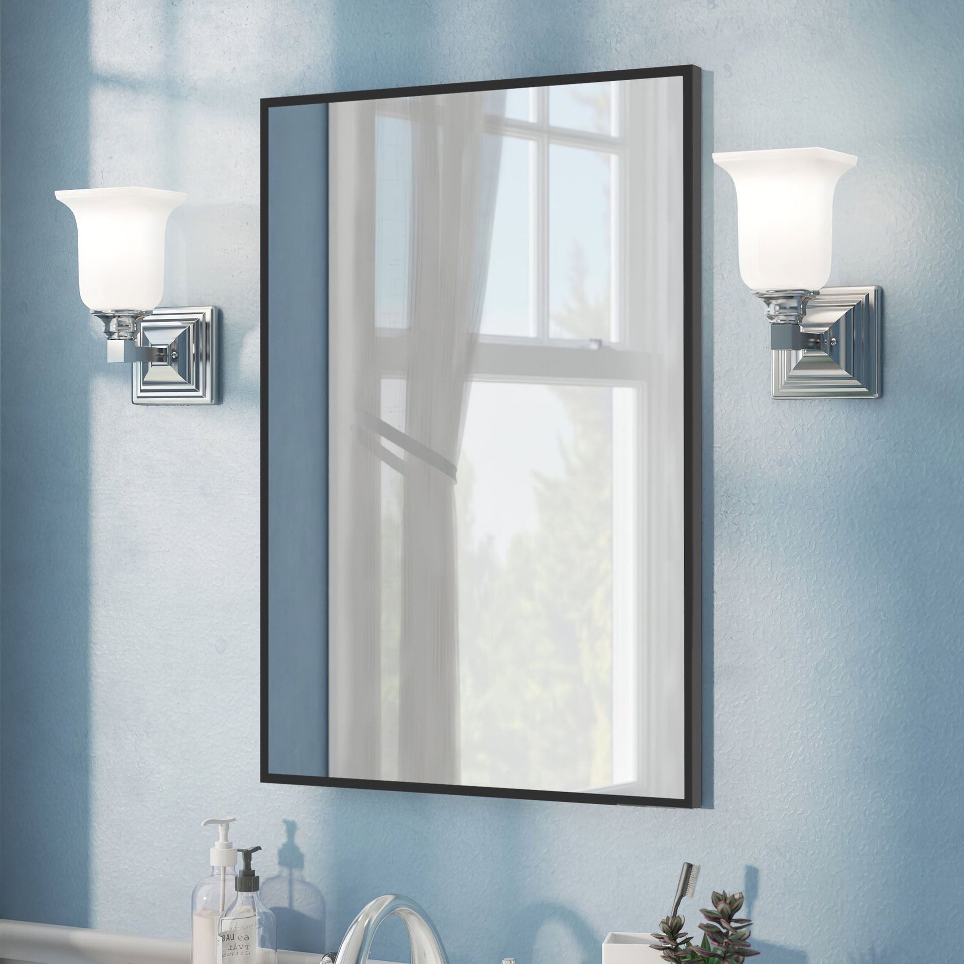 HomeRoots Black Aluminum Wall Mirror