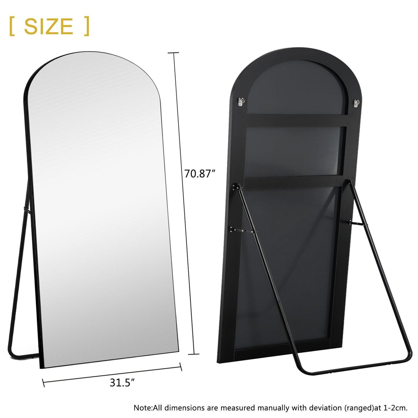 HomeRoots Black Arched Mirror with Stand