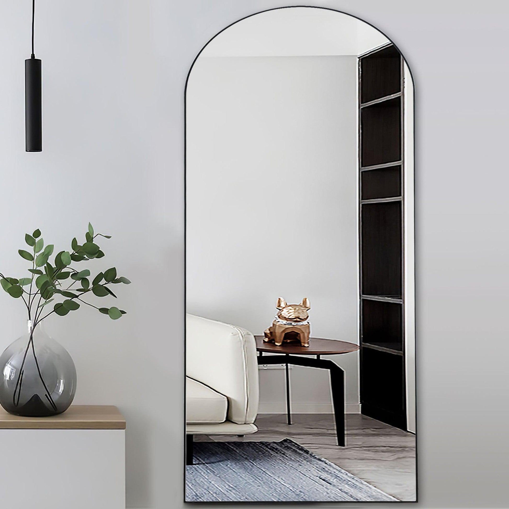 HomeRoots Black Arched Mirror with Stand