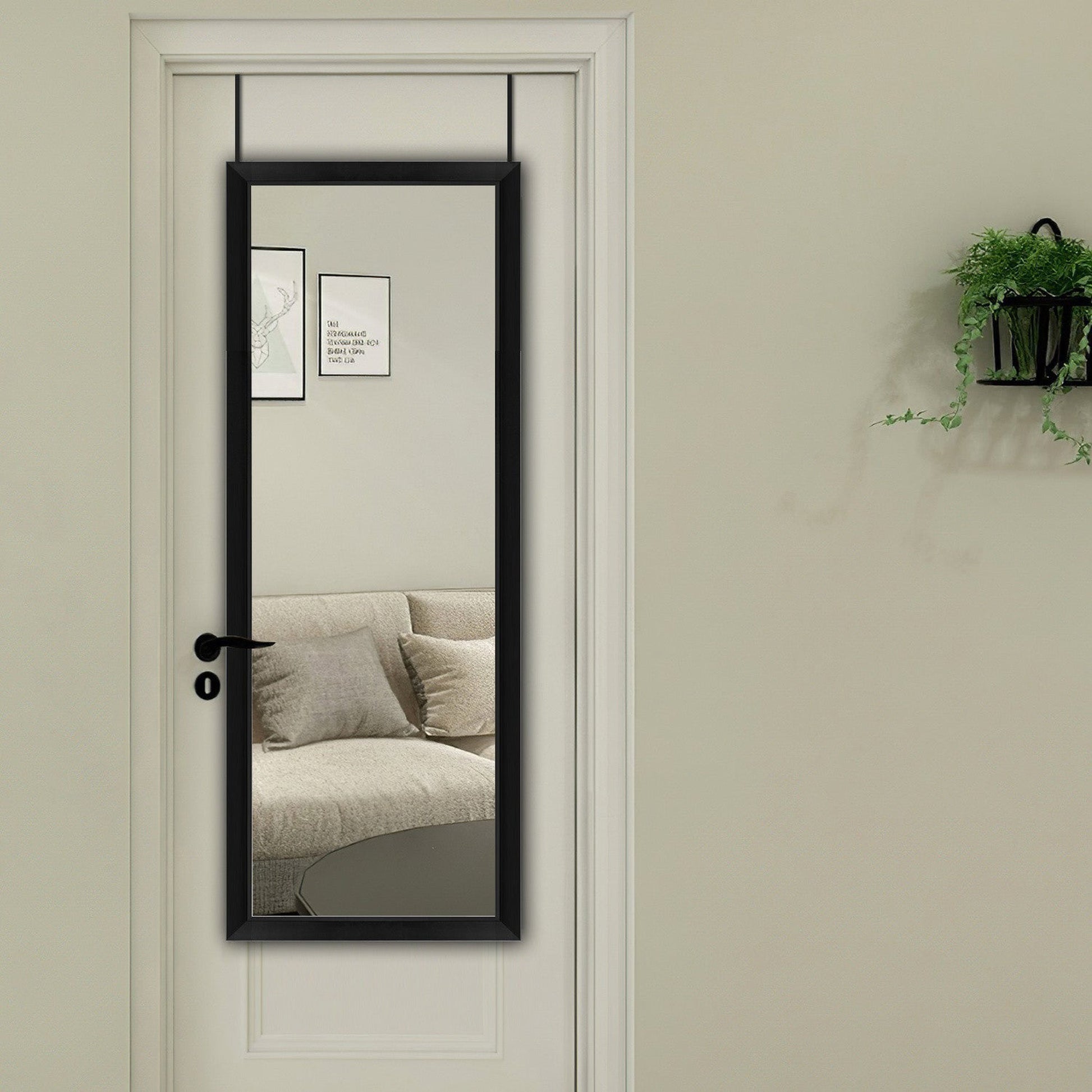HomeRoots Black Framed Door Mount Mirror