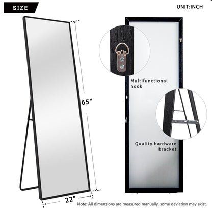 HomeRoots Black Framed Wall Mirror with Stand