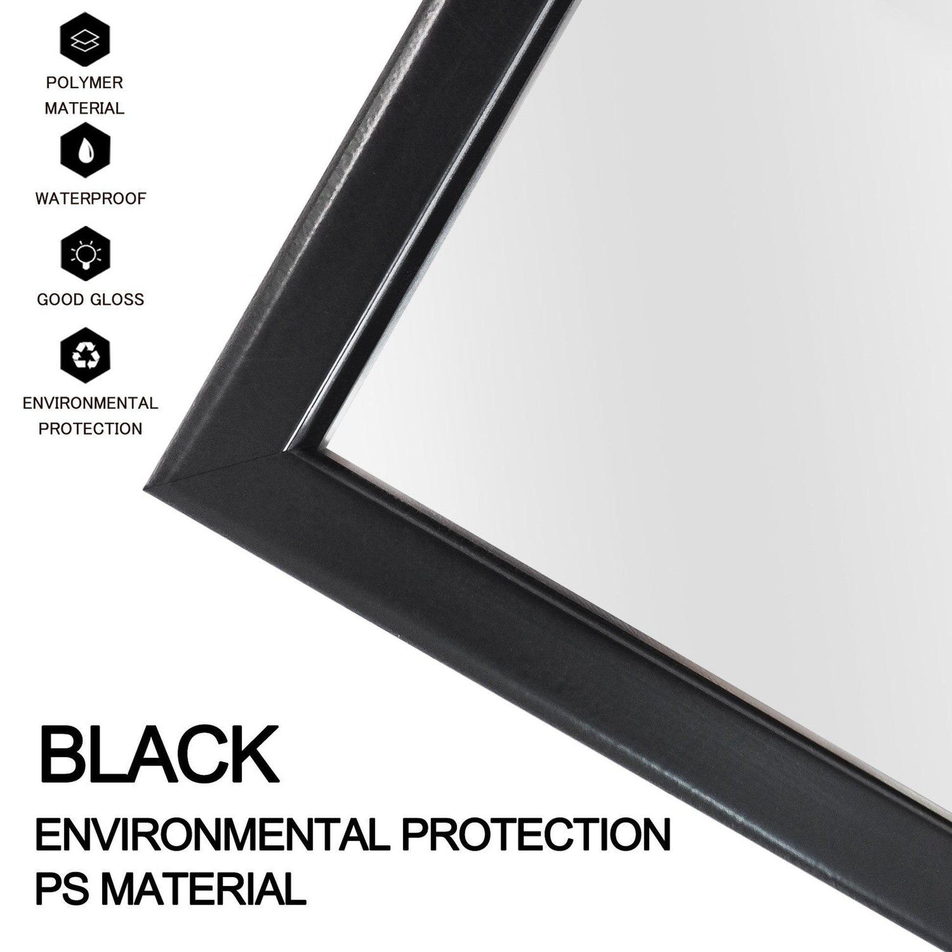 HomeRoots Black Framed Wall Mirror with Stand