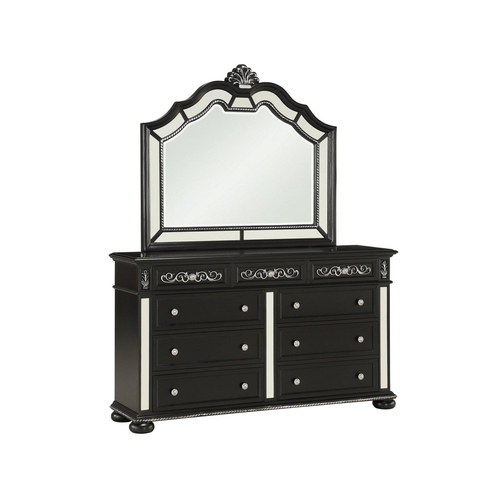 HomeRoots Black Heirloom Appearance Mirror with 5mm Beveled Glass