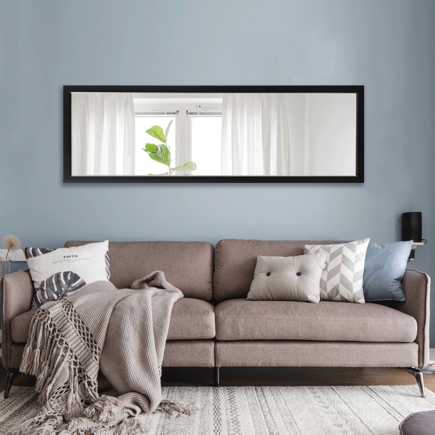 HomeRoots Black Leaning Wall Mirror