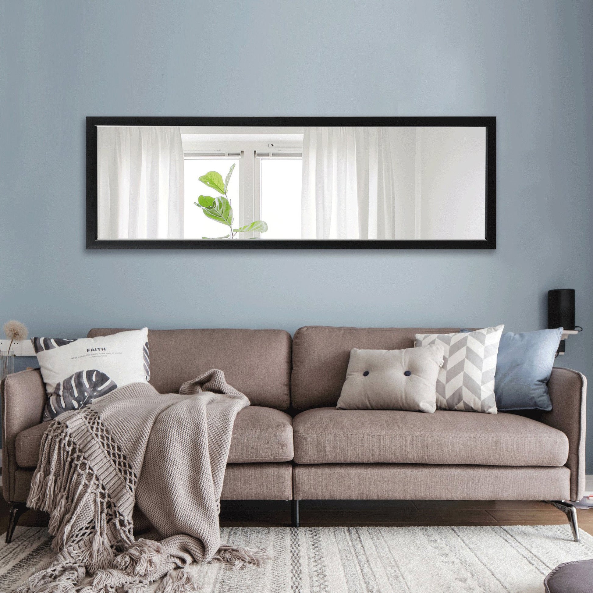 HomeRoots Black Leaning Wall Mirror