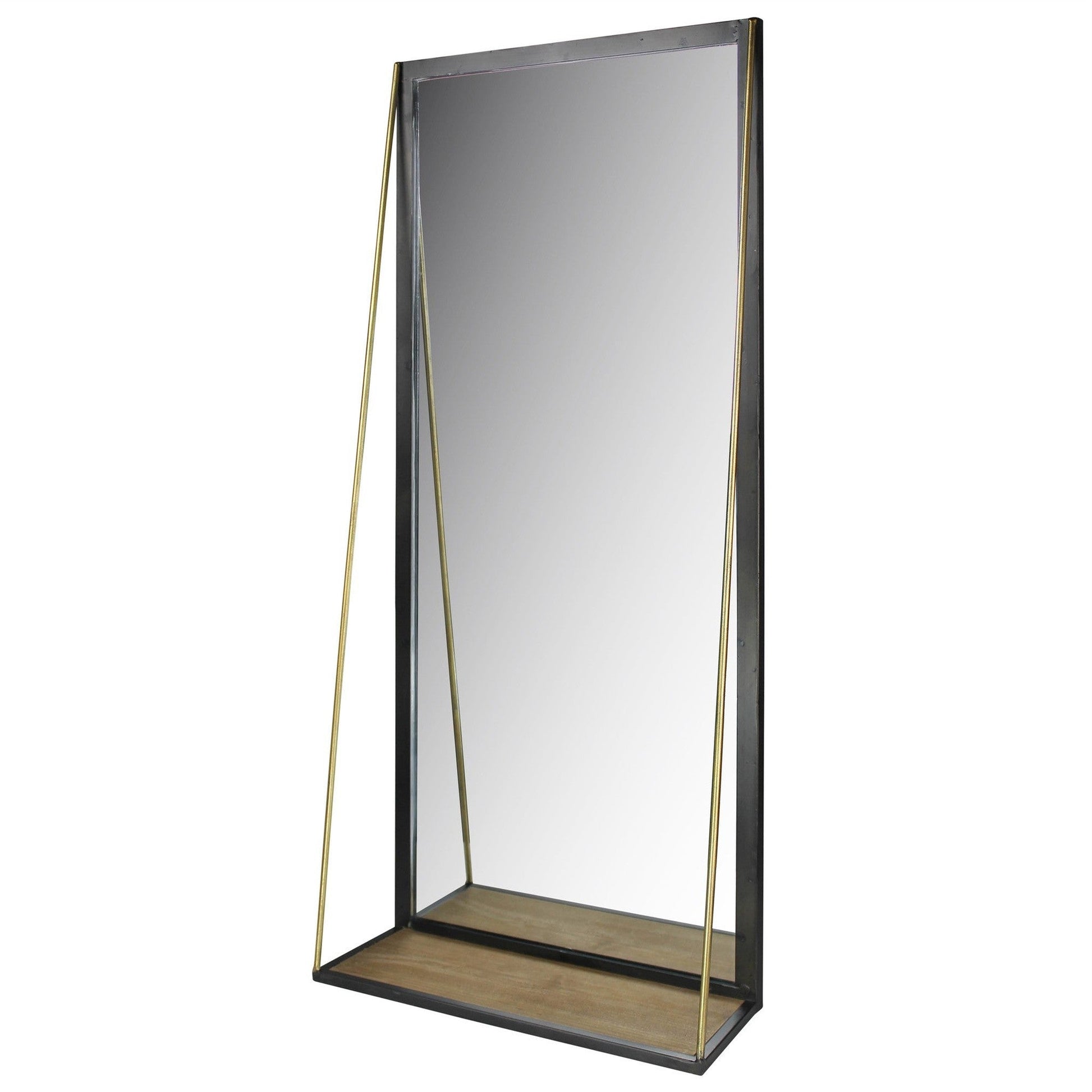 HomeRoots Black Metal Mirror with Shelf