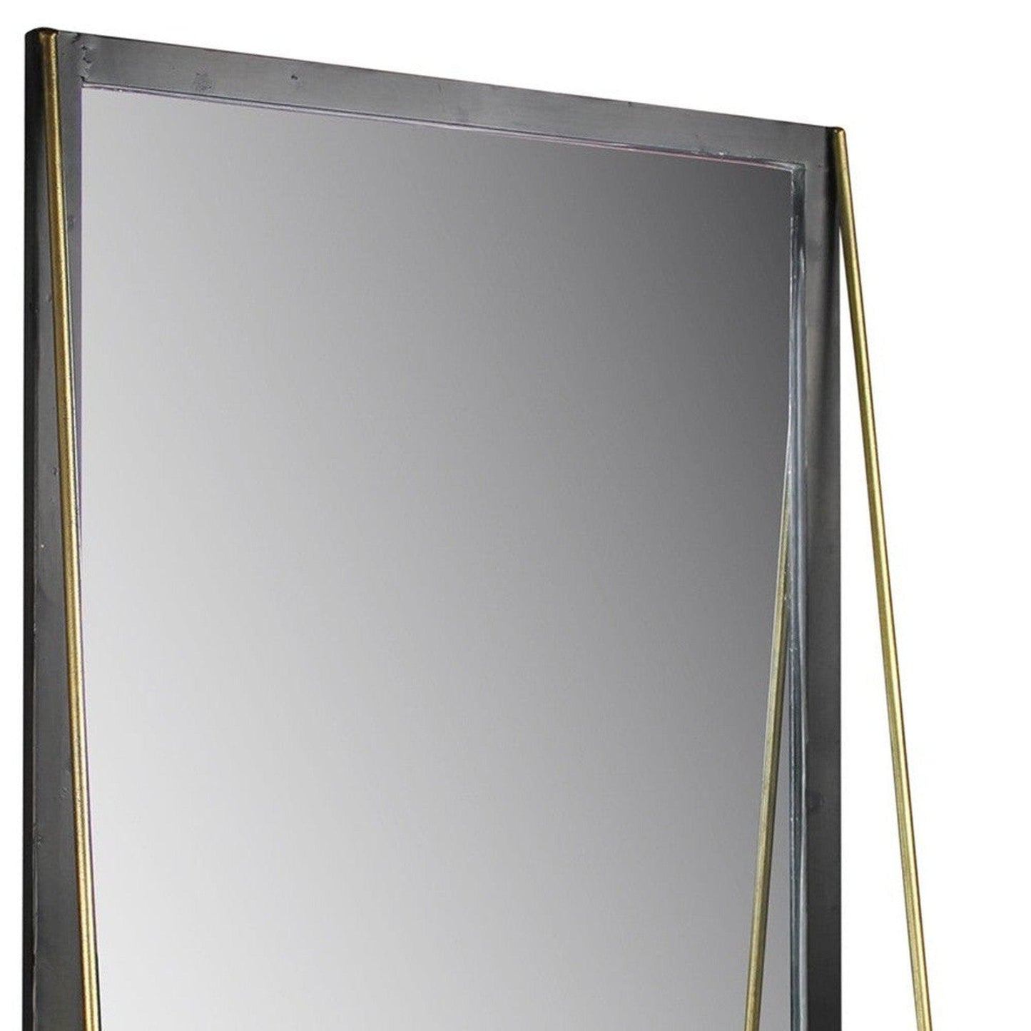 HomeRoots Black Metal Mirror with Shelf
