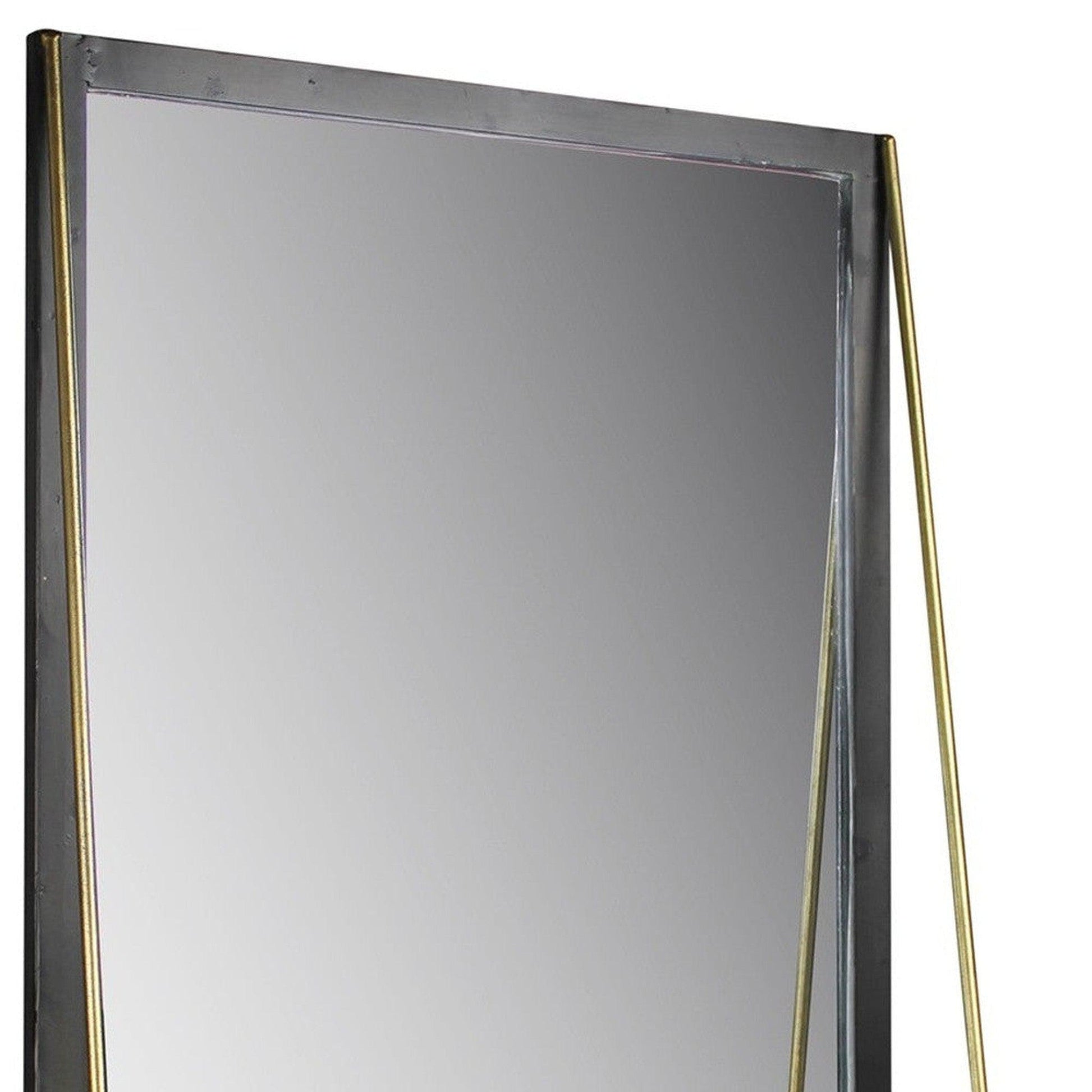 HomeRoots Black Metal Mirror with Shelf