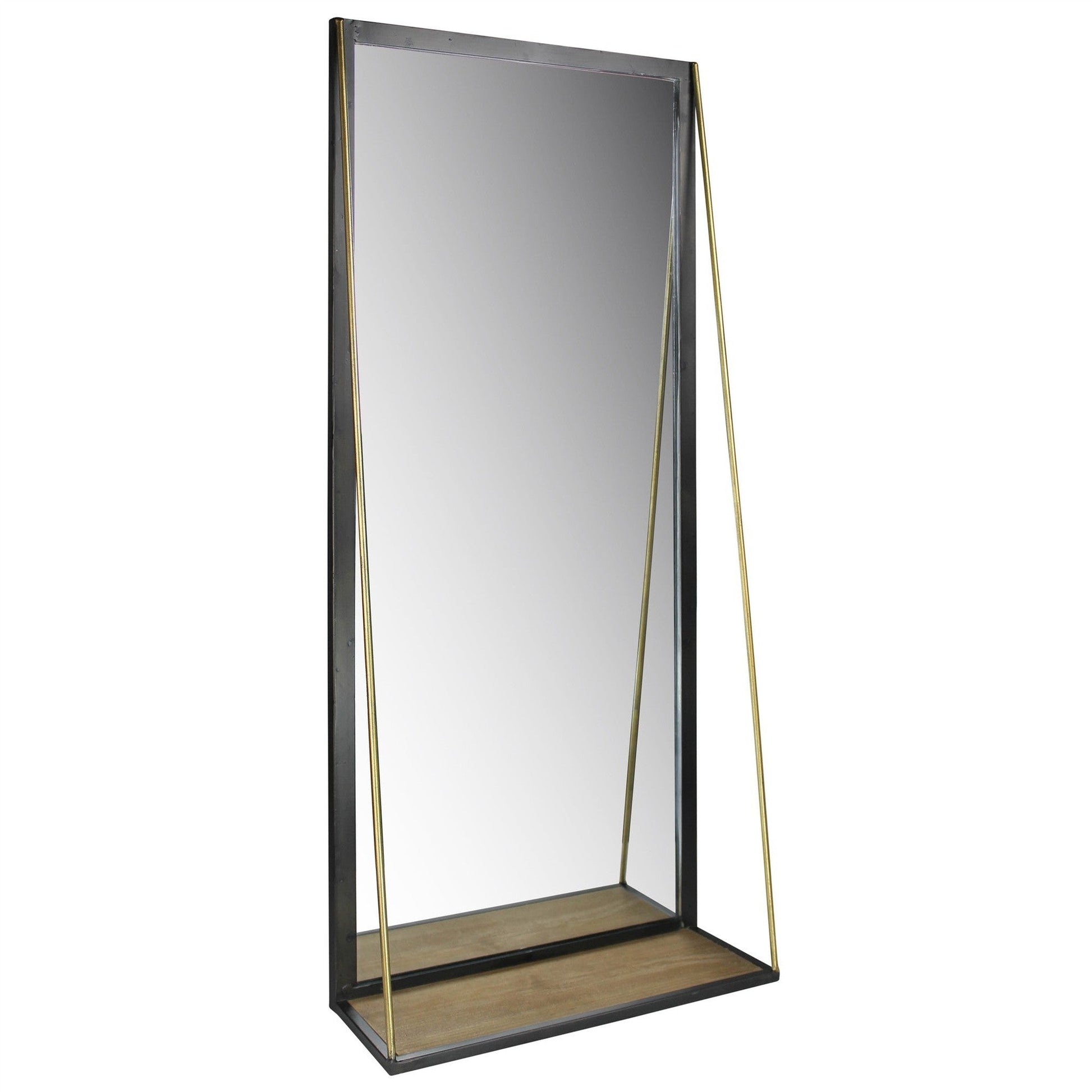 HomeRoots Black Metal Mirror with Shelf