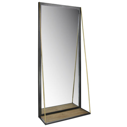 HomeRoots Black Metal Mirror with Shelf