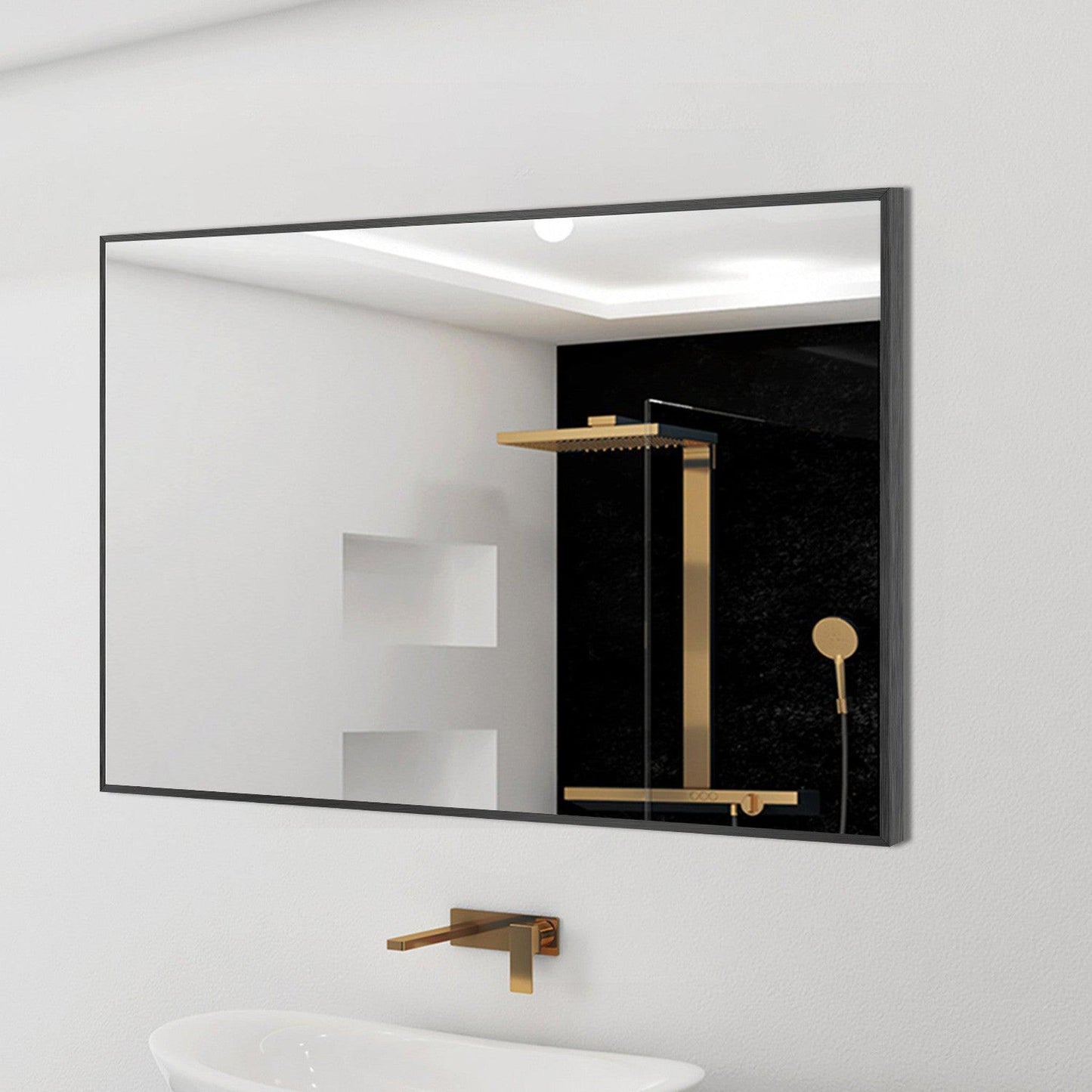 HomeRoots Black Rectangular Wall Mirror