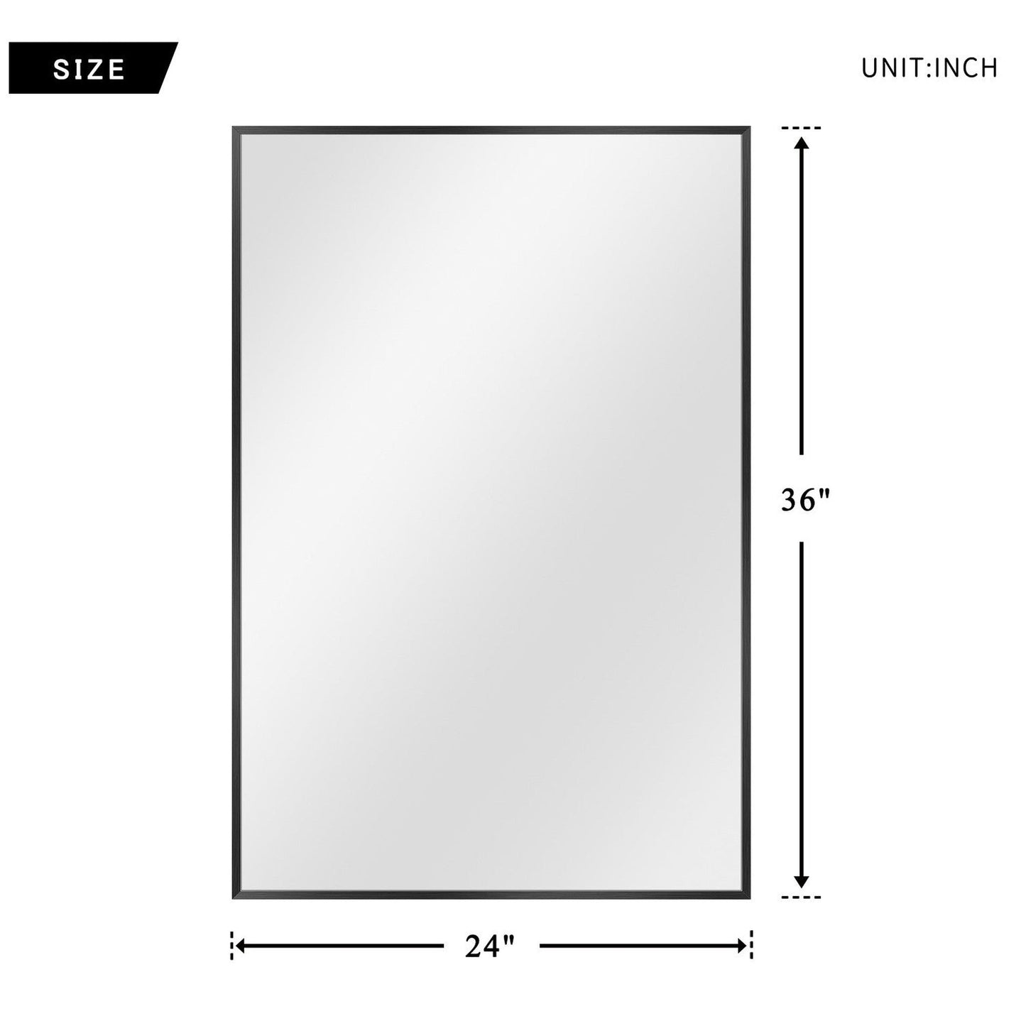 HomeRoots Black Rectangular Wall Mirror