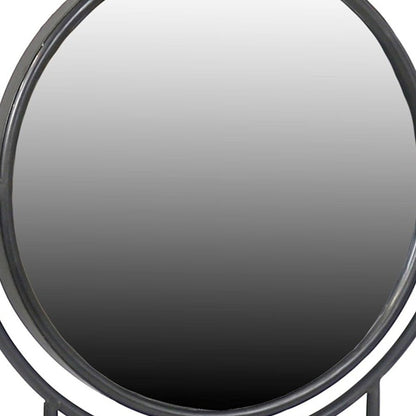 HomeRoots Black Tabletop Standing Round Vanity Mirror