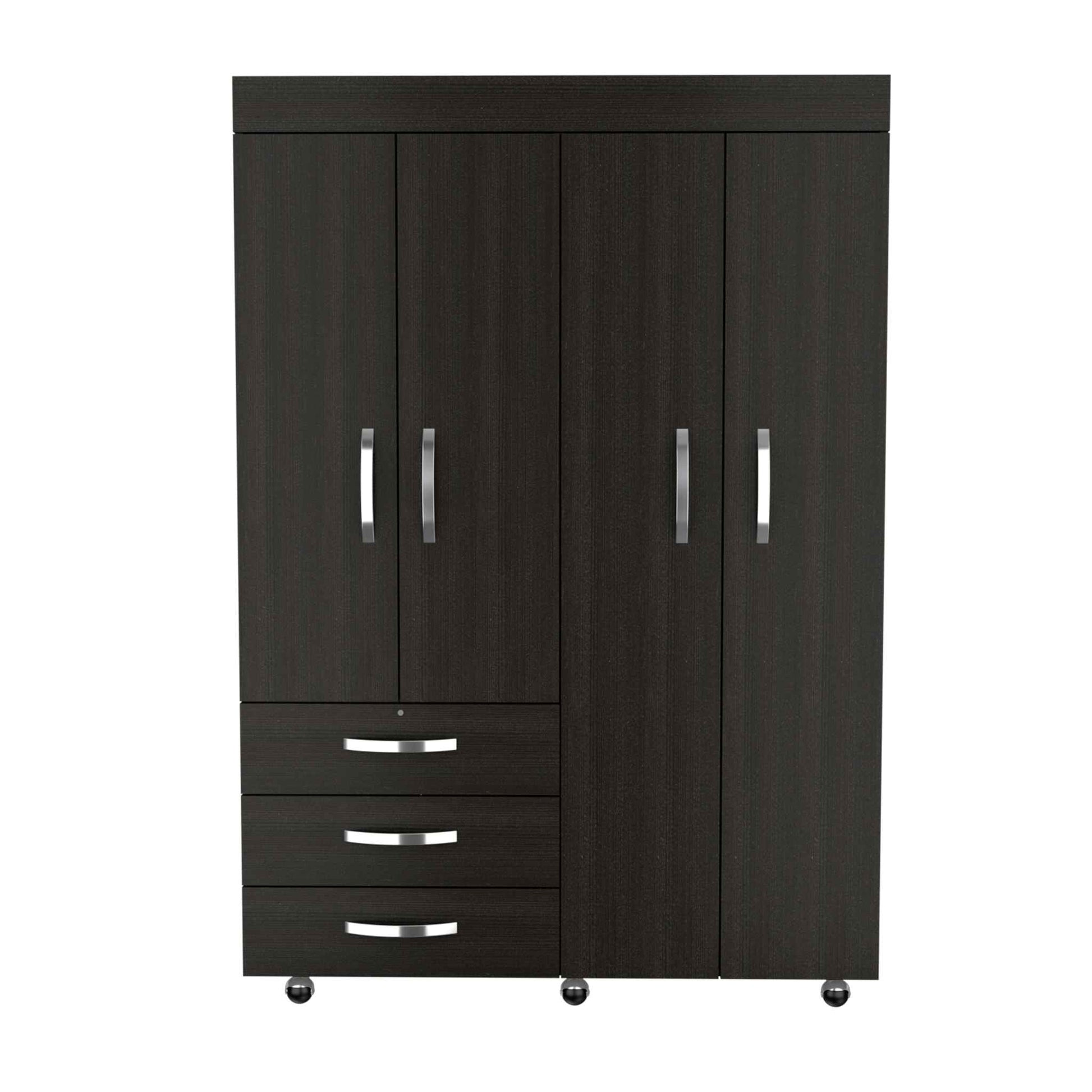 HomeRoots Black Tall Four Door Cabinet