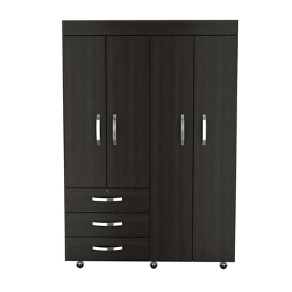 HomeRoots Black Tall Four Door Cabinet