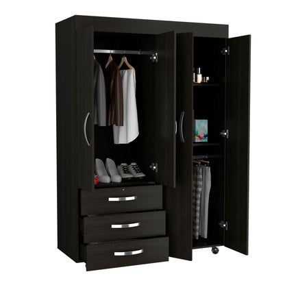 HomeRoots Black Tall Four Door Cabinet