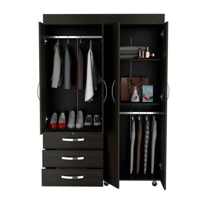 HomeRoots Black Tall Four Door Cabinet