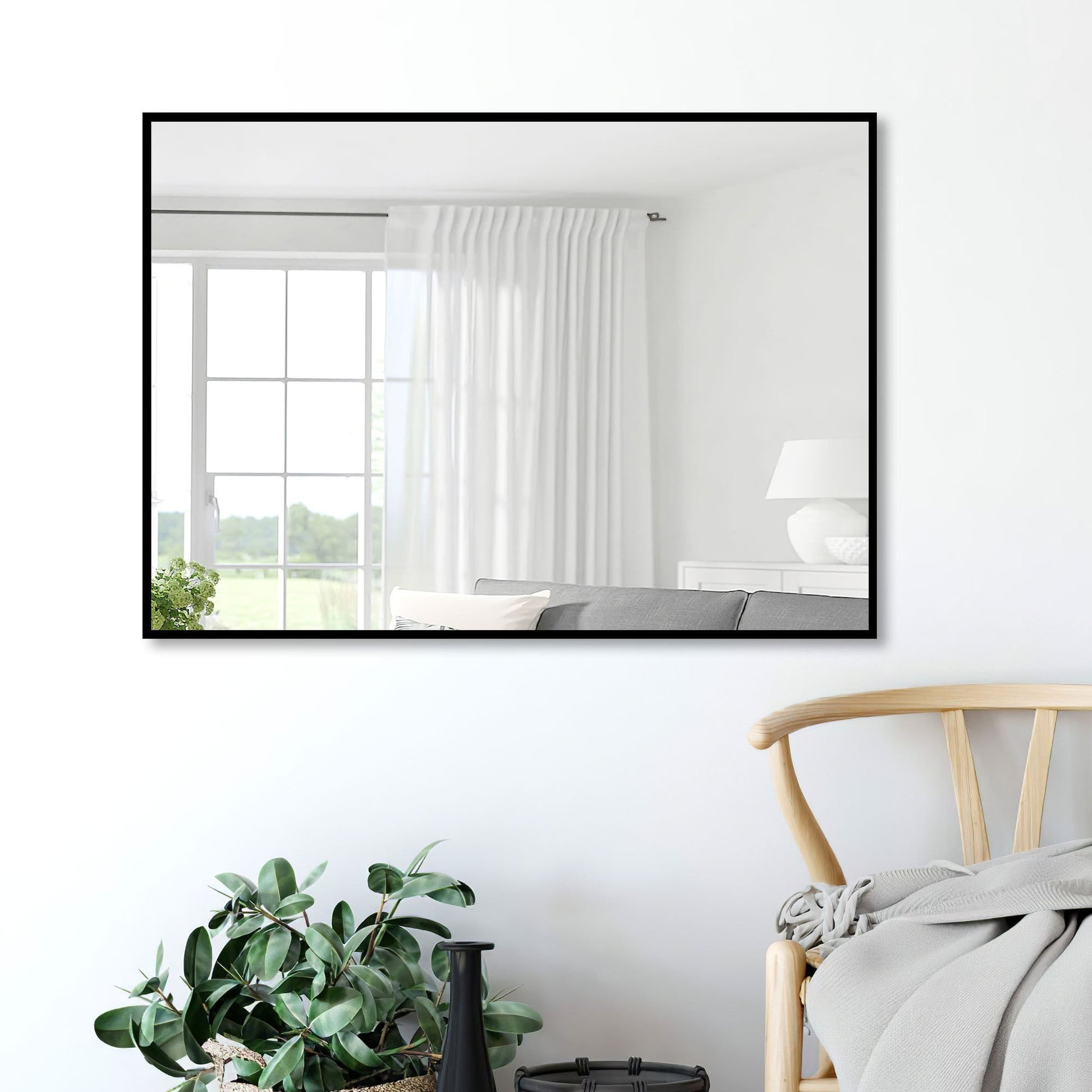 HomeRoots Black Wide Rectangular Mirror