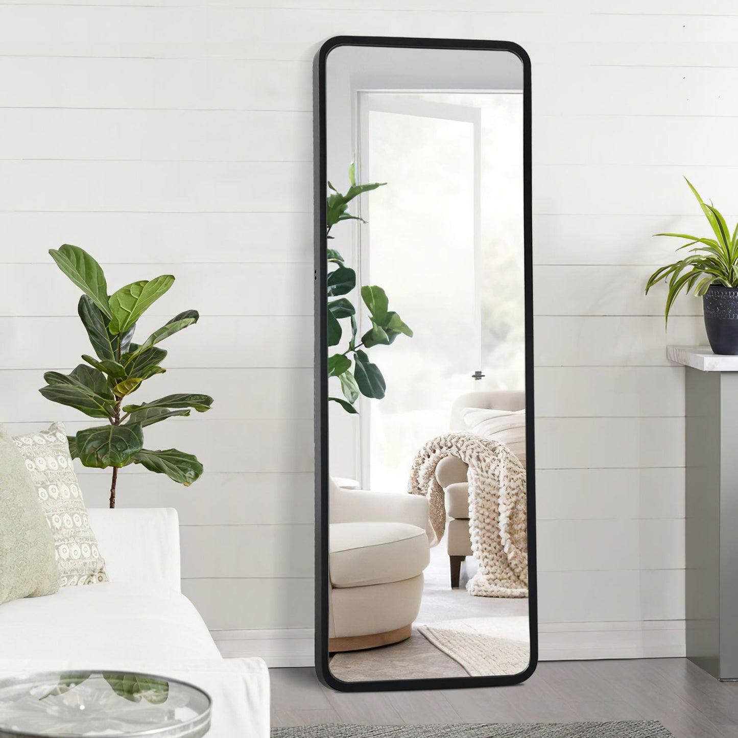HomeRoots Black Wooden Standing Mirror