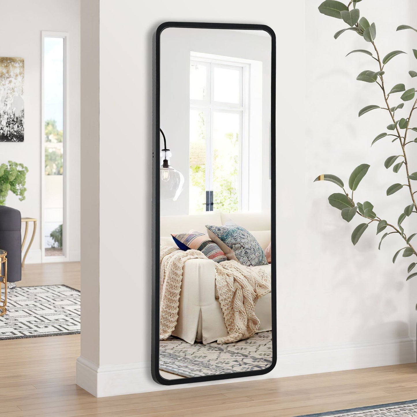 HomeRoots Black Wooden Standing Mirror