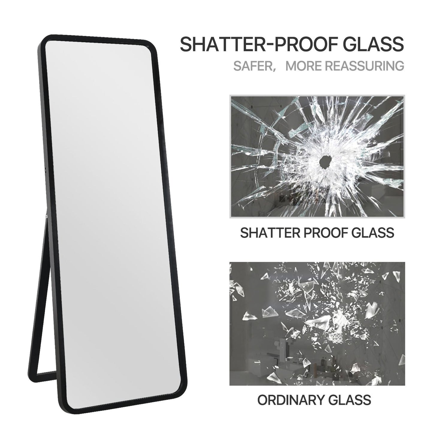 HomeRoots Black Wooden Standing Mirror