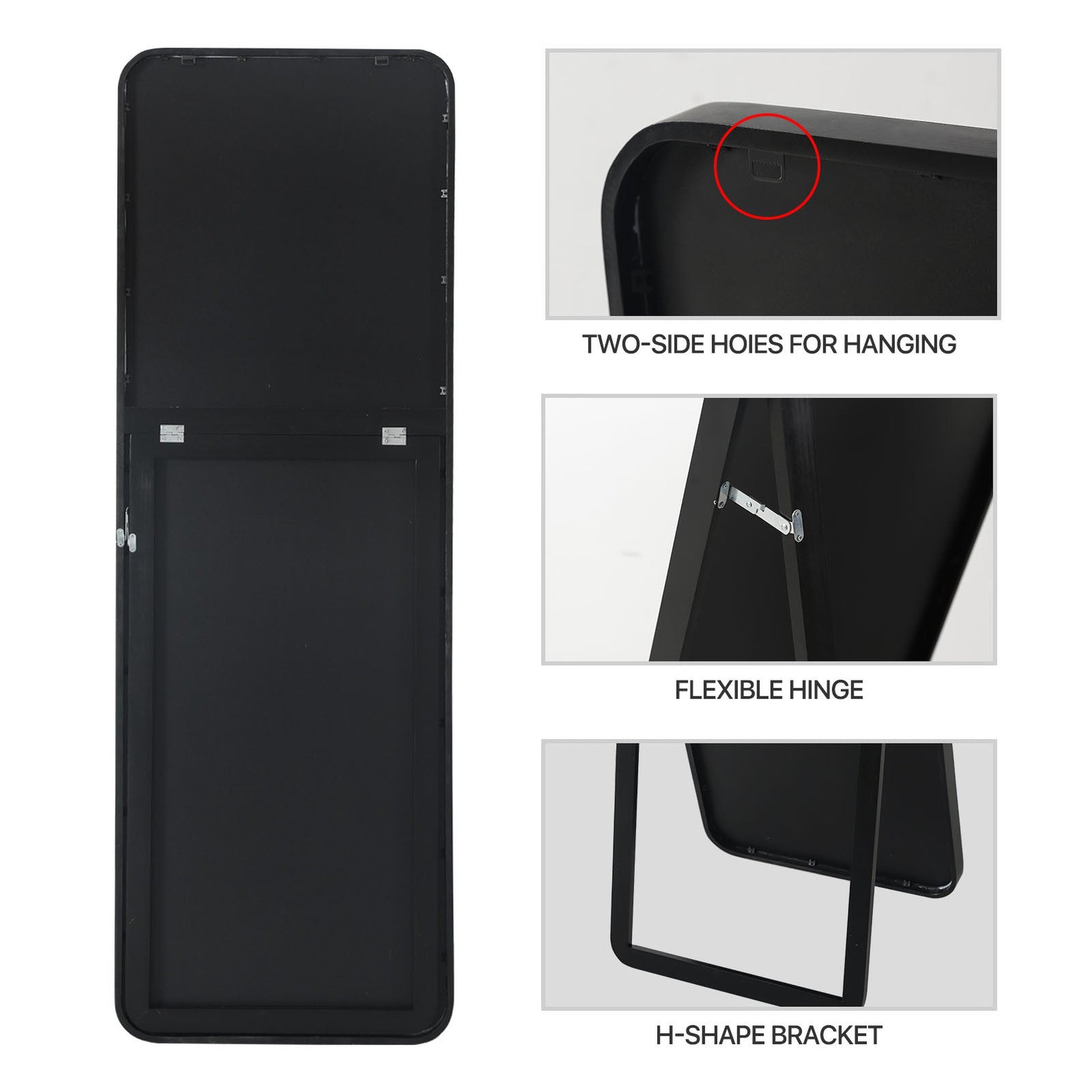 HomeRoots Black Wooden Standing Mirror