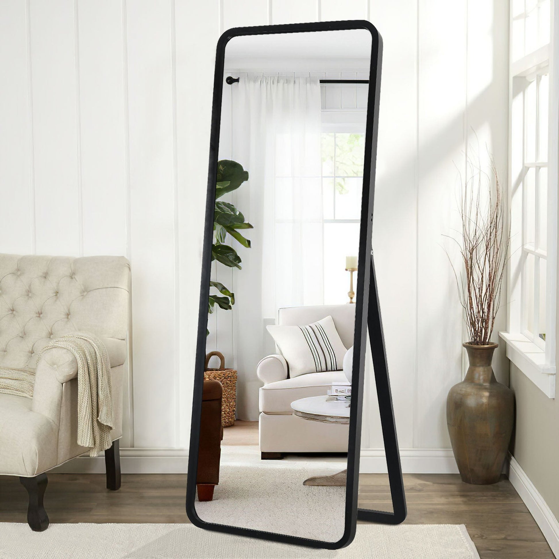HomeRoots Black Wooden Standing Mirror