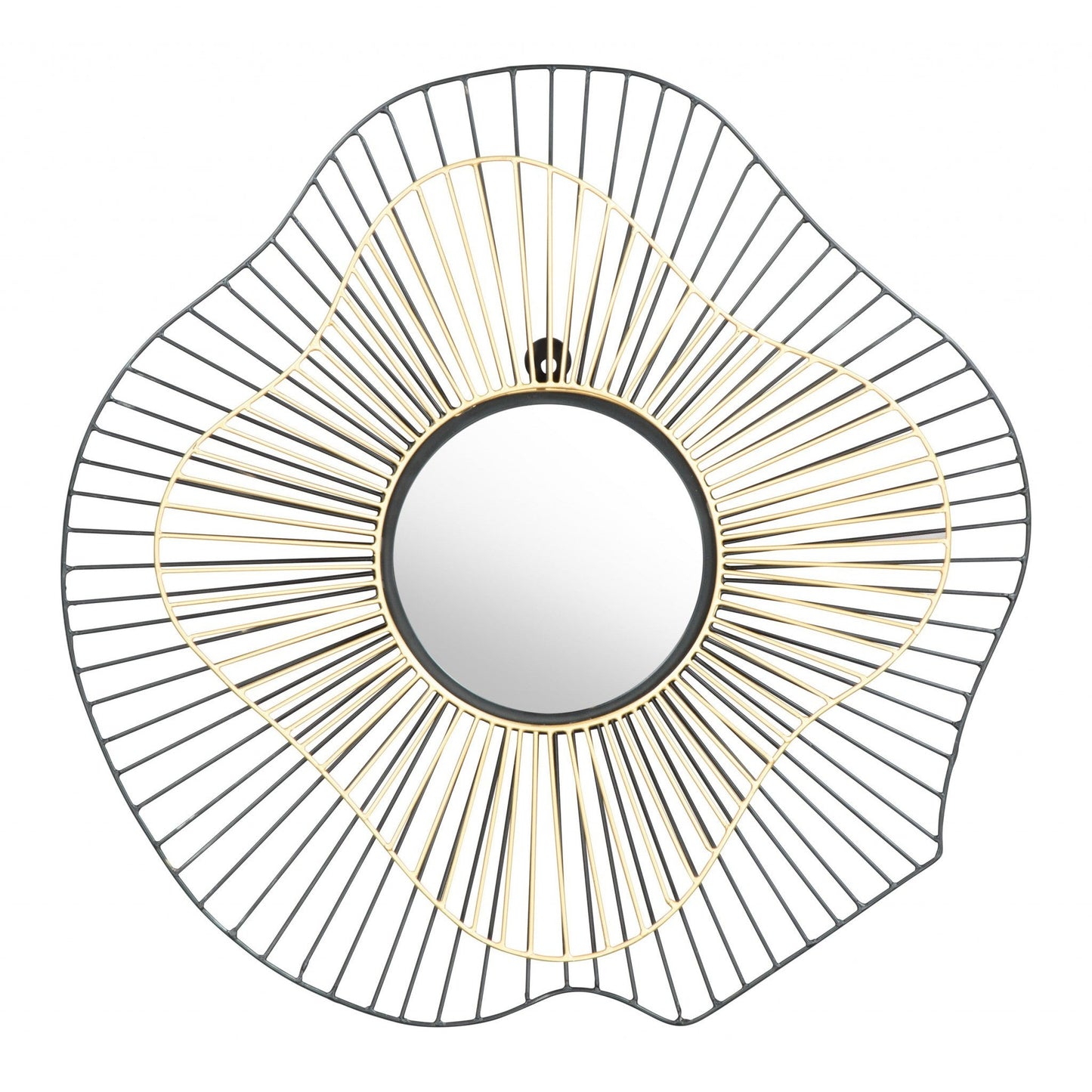 HomeRoots Black and Gold Contemporary Round Mirror
