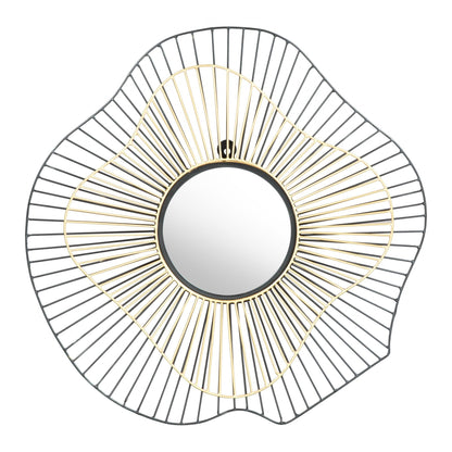 HomeRoots Black and Gold Contemporary Round Mirror
