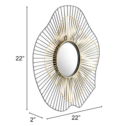 HomeRoots Black and Gold Contemporary Round Mirror